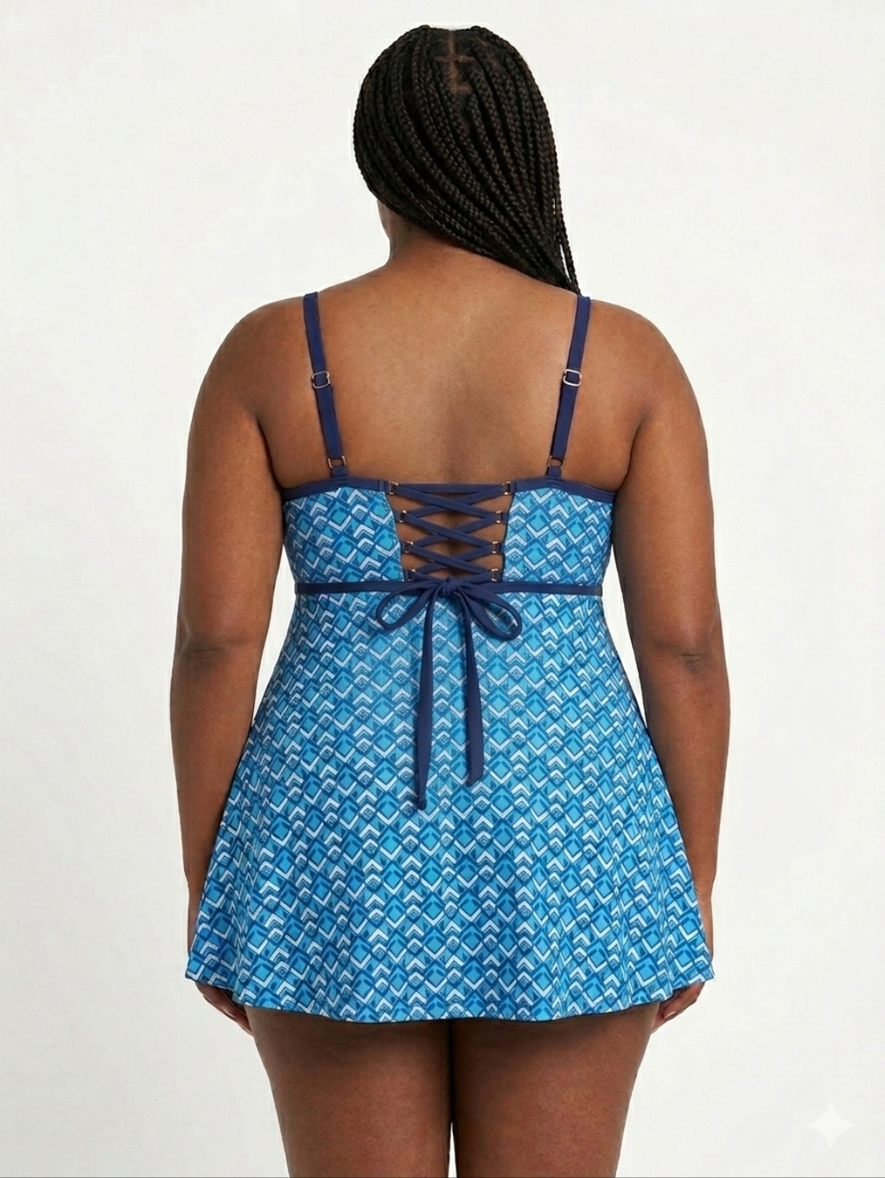 NWT Jones New York Blue Geometric One-Piece Swimsuit Sizes 20W, 22W - Picture 2 of 5